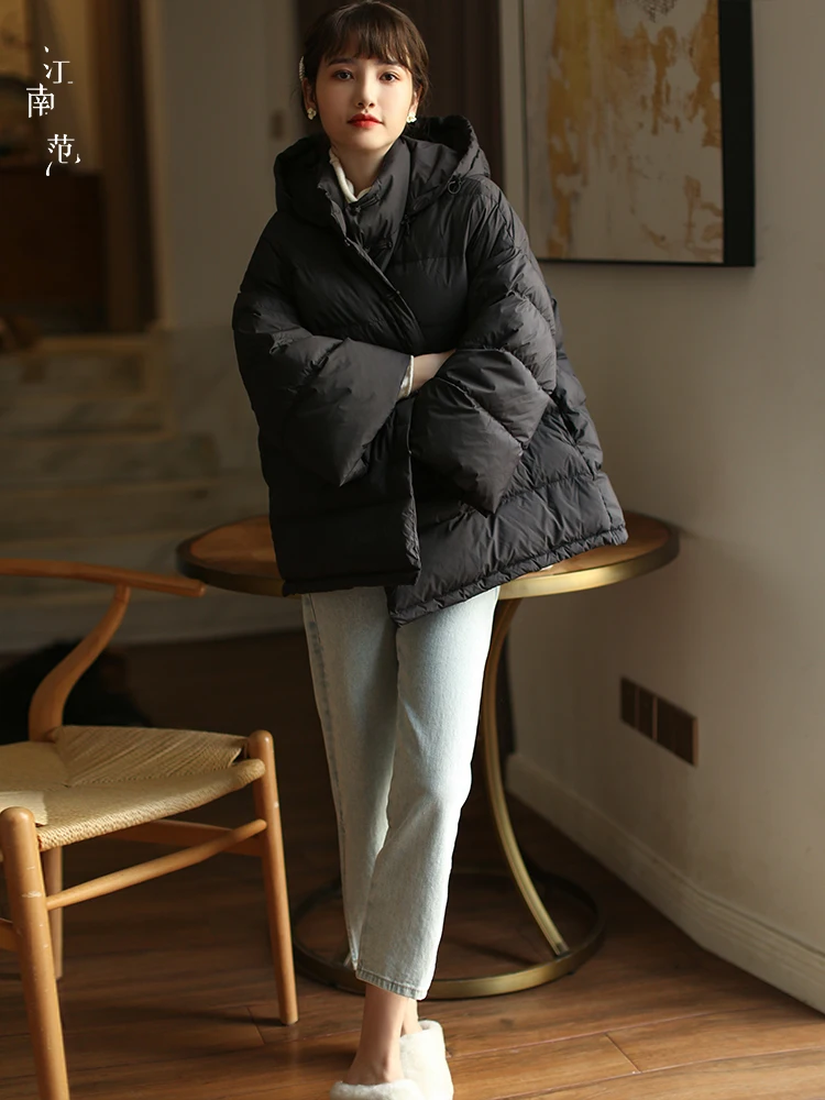 

Jiangnan Sle Young Women's down Jaet Bla Warmth Design Sensation Faionable Autumn Winter Coat Ain Brand