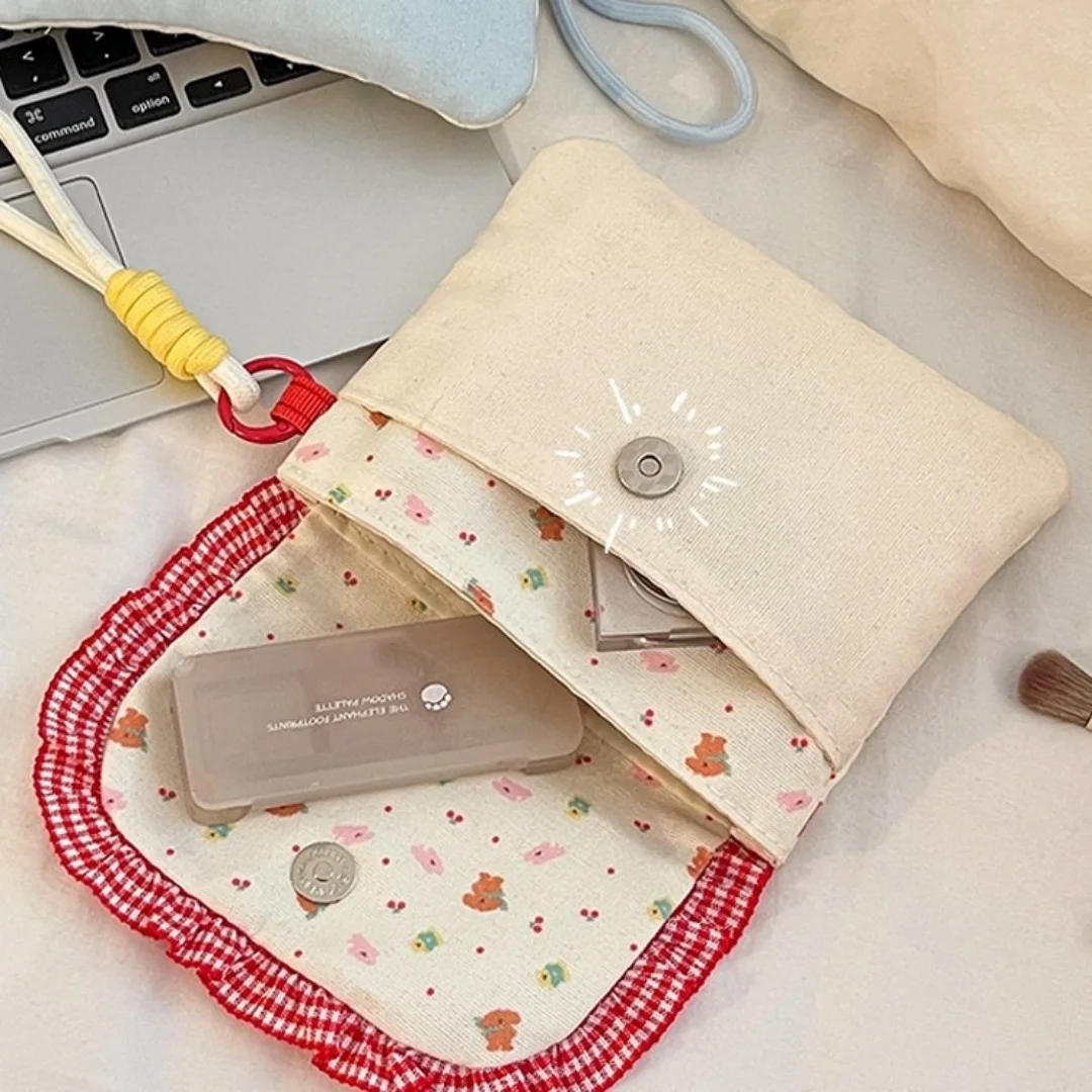 Przenośna kosmetyczka na podpaski, koronkowa kosmetyczka na szminki, podróżna portmonetka o dużej pojemności, etui na klucze i karty.