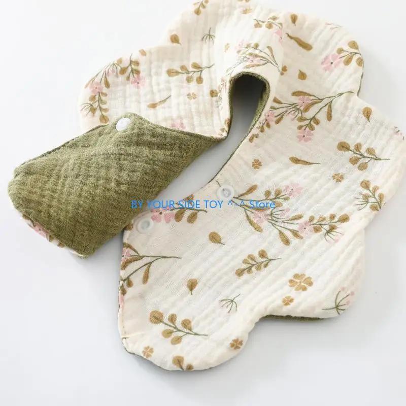 Baby Teething Bib for Newborns 6-Layer Soft & Comfortable Drooling Bib Infants Saliva Towel Lovely Printed Burp Cloth U6XE