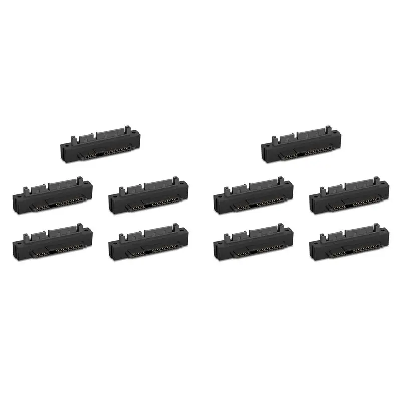 N34R-10PCS SFF-8482 SAS Female To SATA Male 15Pin Bend Head 90 Degree Angle Adapter Converter For Motherboard Cable