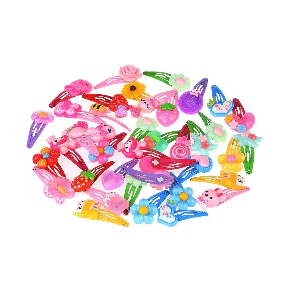 10/20PCS Lovely Girls Hairpins Infant Cartoon Pattern Multicolor Flower Shaped Kids Hair Clips Butterfly Girls Hairpins