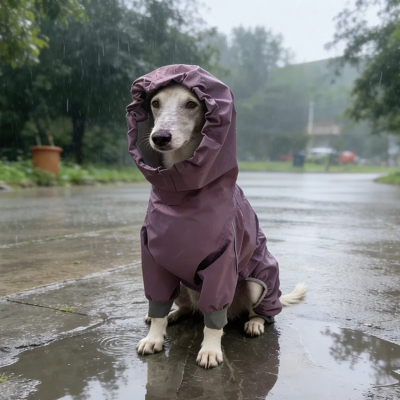 Summer Pet Dog Raincoat Waterproof Jacket Full-Body Cover for Medium to Large Dogs, Border Collie