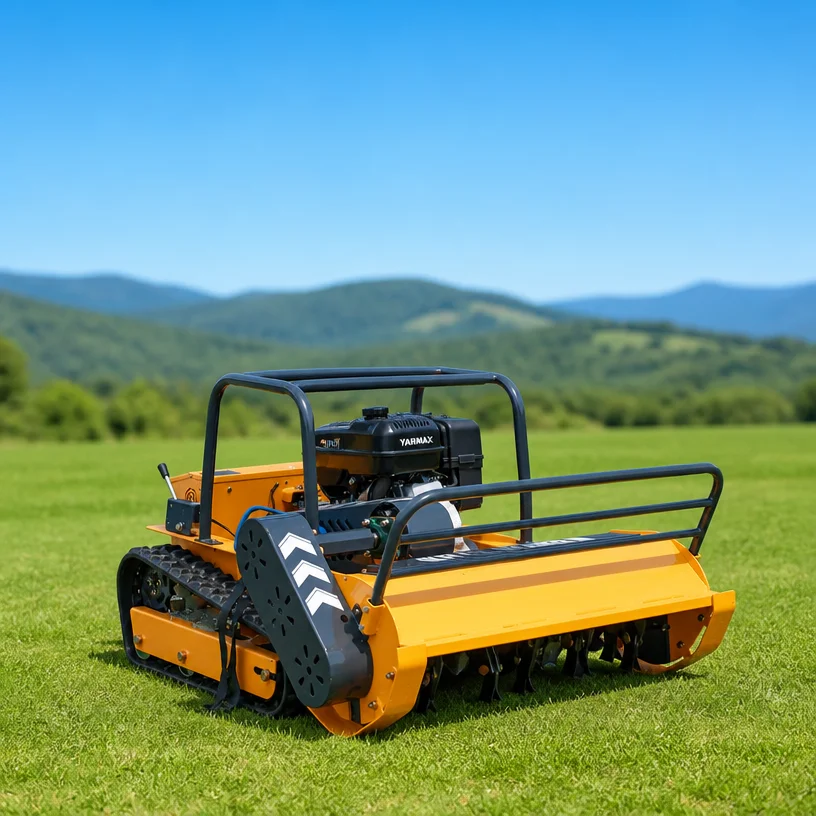 Customized CE EPA Cordless Brushless Crawler RC Lawn Mower with Compact Design Foldable Handle for Garden Yard