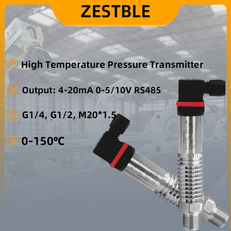 High Temperature Pressure Sensor 4-20mA RS485 Output 1000bar With 1M Cable G1/4 DC24V High Temperature Pressure Transducer