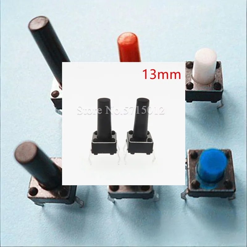 500pcs 6*6*13mm Light Touch Push Button Switch Button Switch Induction Cooker Switches Copper Feet 4pin black