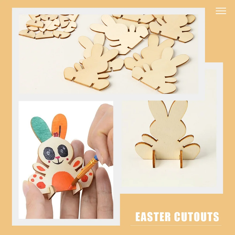 12 Buah Potongan Kelinci Paskah Kayu DIY Dekorasi Kelinci Belum Selesai untuk Aktivitas Melukis Kerajinan Anak-anak Perlengkapan Pesta Paskah