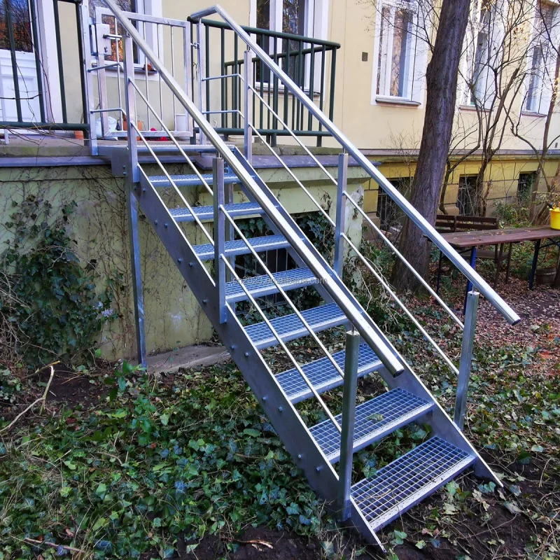 custom.Galvanized Steel Straight Staircase with Durable Design Metal Railing and Features