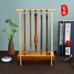 Natural Bamboo Chinese Brush Pen Holder Calligraphy Rest Ink Hanger 8/10 Needles Writing Brush Holder