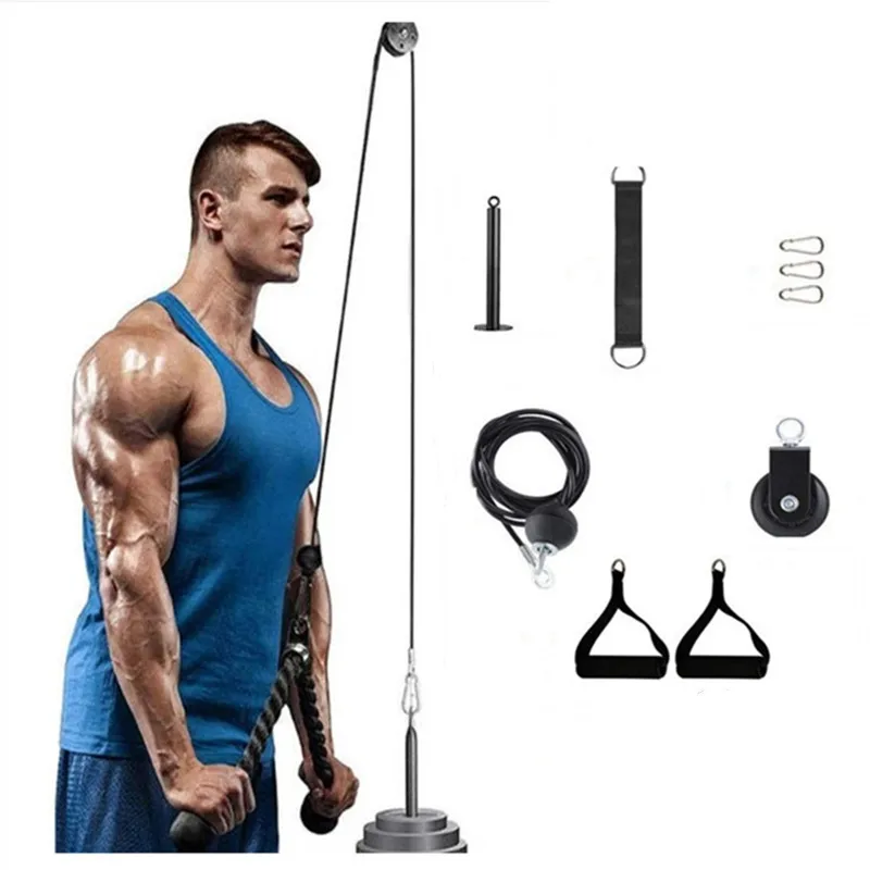 1Set 9/8 Pcs DIY Arm Biceps Triceps Chest Pull Rope Fitness Pulley Cable System Machine Workout Polea Gym Trainning Equipment