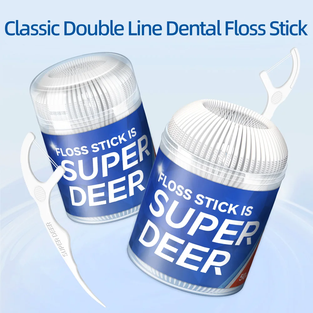 

Super Deer Classic Dental Floss Stick For Braces Orthodontics Disposable Floss Toothpicks With Double Threads Oral Care Tool