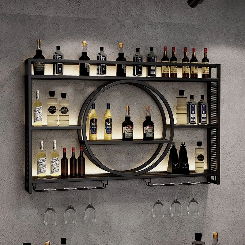 

Bar wine rack wrought iron wall-mounted wine cabinet display stand living room bar restaurant decoration wall hanging