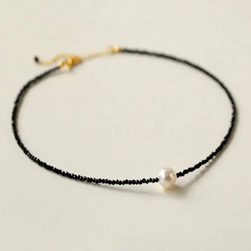 

Handmade spinel freshwater Baroque pearl necklace 18 inches Energy Wristband Blessing Relief Cuff All Saints' Day Chain