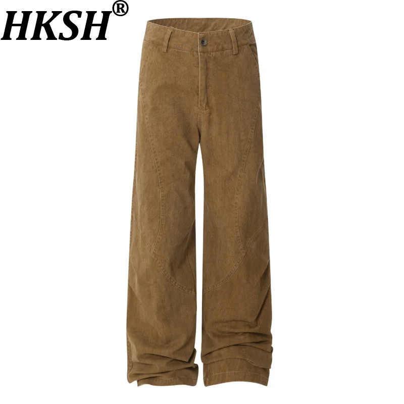 

HKSH Spring Summer Autumn New Men Tide American Street Modern Punk Stylish Handsome Chic Ins Simple Casual Straight Pants HK7518
