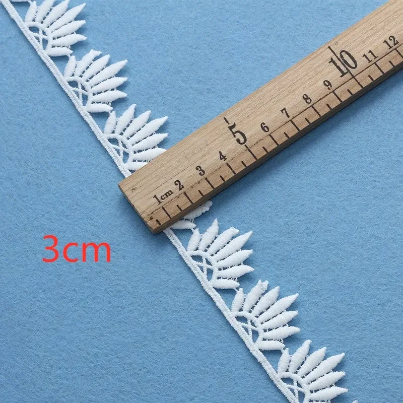 White Cotton Embroidered Lace Trim Ribbons, DIY Fabric, Handmade Craft Clothes, Sewing Accessories Supplies, 5 Yards