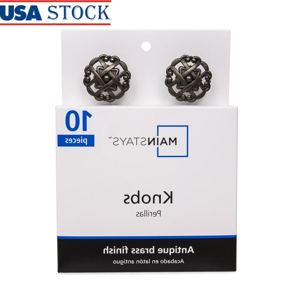 

Antique Brass Weave Cabinet Knob Set of 10 Durable Zinc Hardware Easy Installation Vintage Style 41mm Diameter