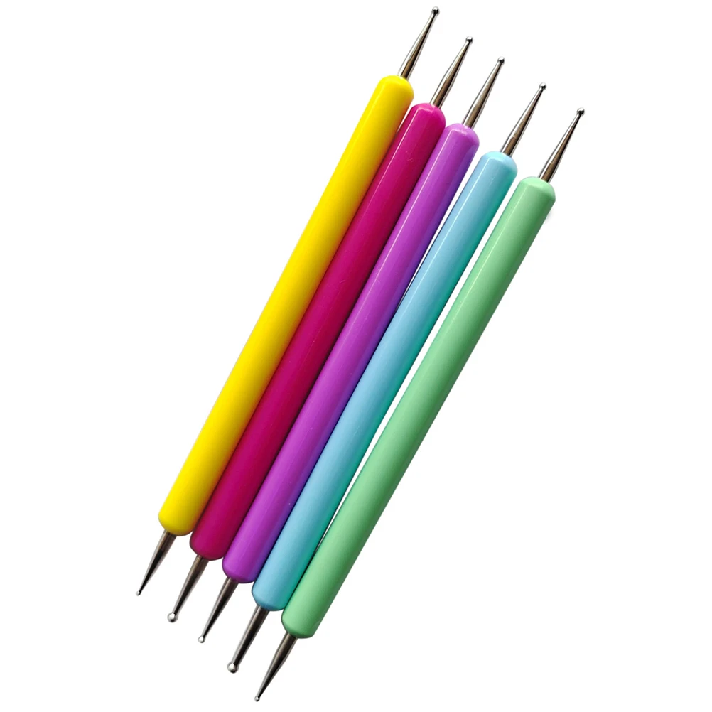 5 個ネイルアートドットツールパターントレーススタイラス描画ペンマニキュアペイントツールネイルデコレーションエンボスドットツール