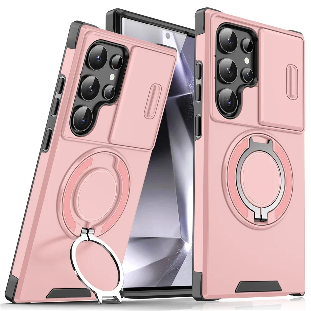 Slide Camera Protection Magnetic Stand Phone Case for Samsung S25 S24 S23 Plus S21 S22 Ultra S20 FE A54 A15 A14 A05 A05S Cover
