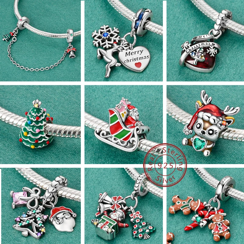 New 925 Sterling Silver Charms Beads Snowman Christmas Halloween Charm Pendent Fit Original Charm Bracelet Women Jewelry Gift