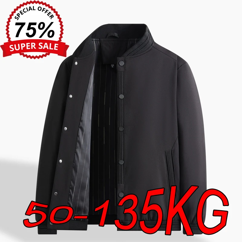 Large Size M-8XL Business Jackets Men's Autumn Winter Hooded Casual Tops Plus Size Loose Outdoor Sports Solid Color Windbreaker