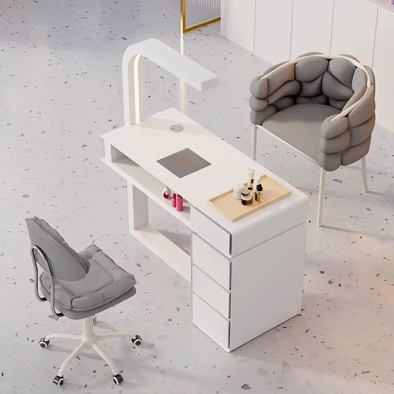 Mesa de manicura creativa nórdica, mesa de manicura multifuncional de madera maciza moderna, muebles para salón de uñas, Mesa De Uñas FYNT