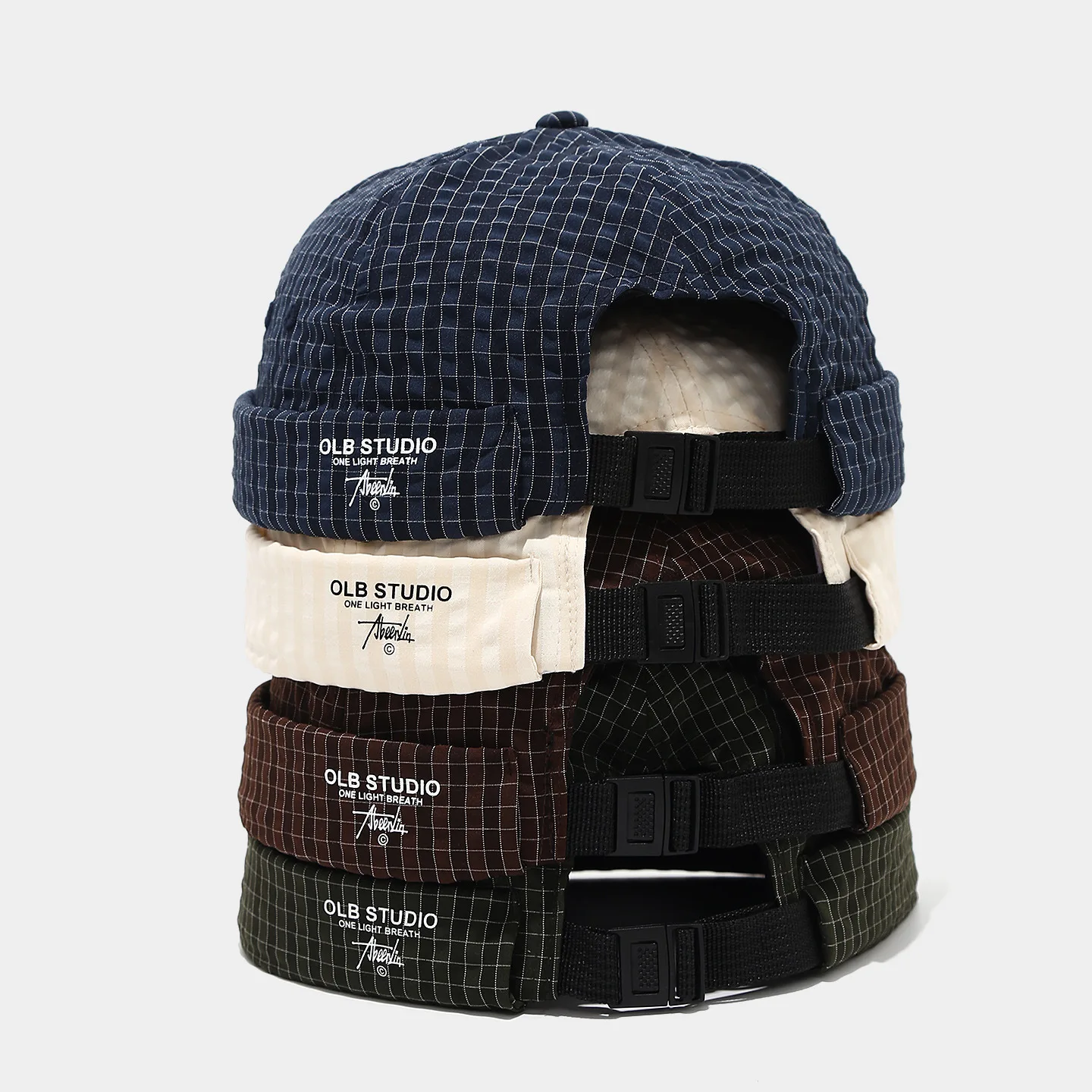 Retro Plaid Quick-dry Breathable Landlord Hat Niche Letter Print Skullcap Unisex Streetwear Hip-hop Hat