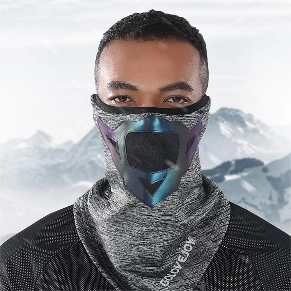 

Winter Outdoor Cycling Mask Cationic Thermal Neck Warmer Ski Waterproof Ear Protection Reflective Bandana for Sports