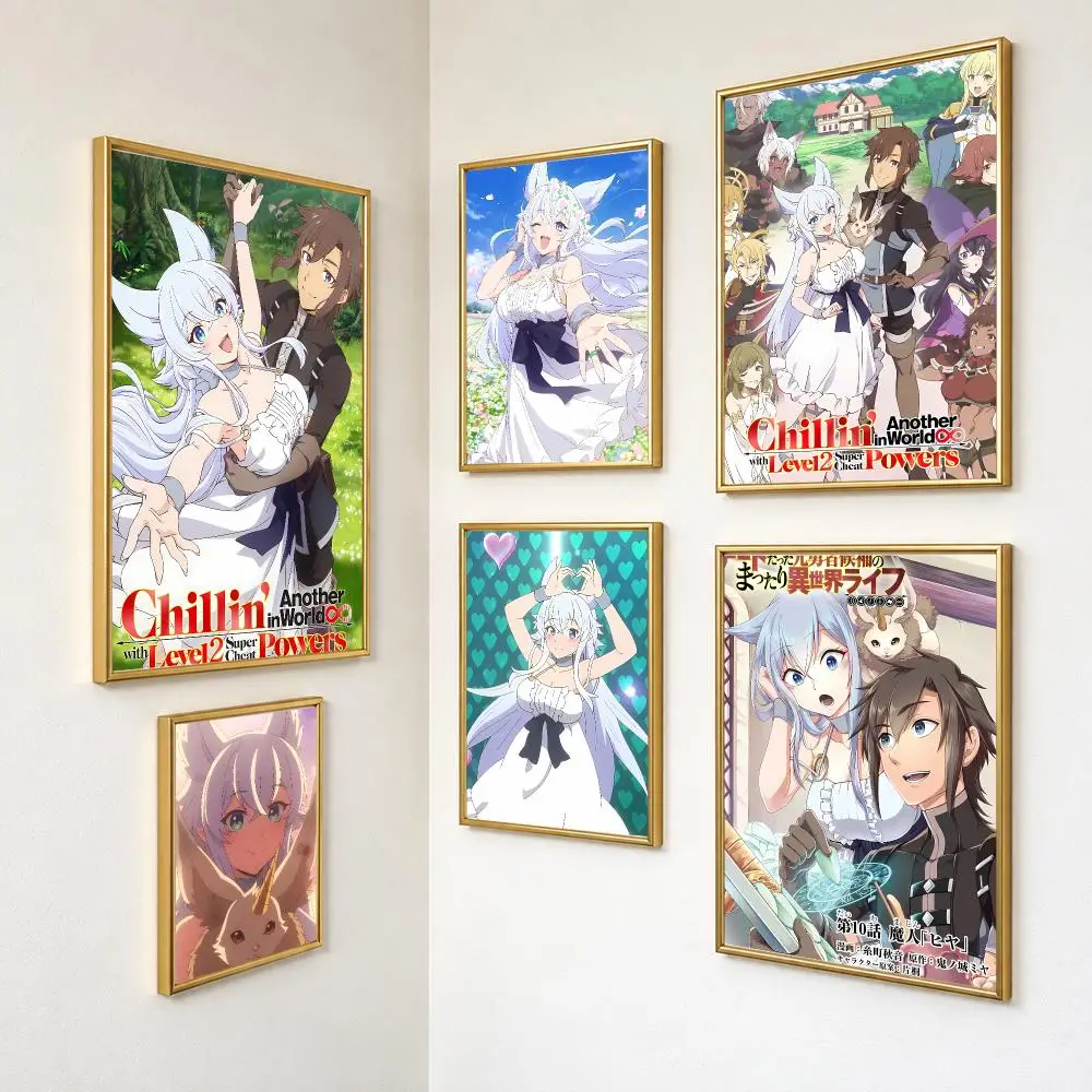 Cozy Magical Anime Chillin In Another World Level Two Poster Wall Art For Bedroom Living Room Home Decor Holiday Birthday Gift