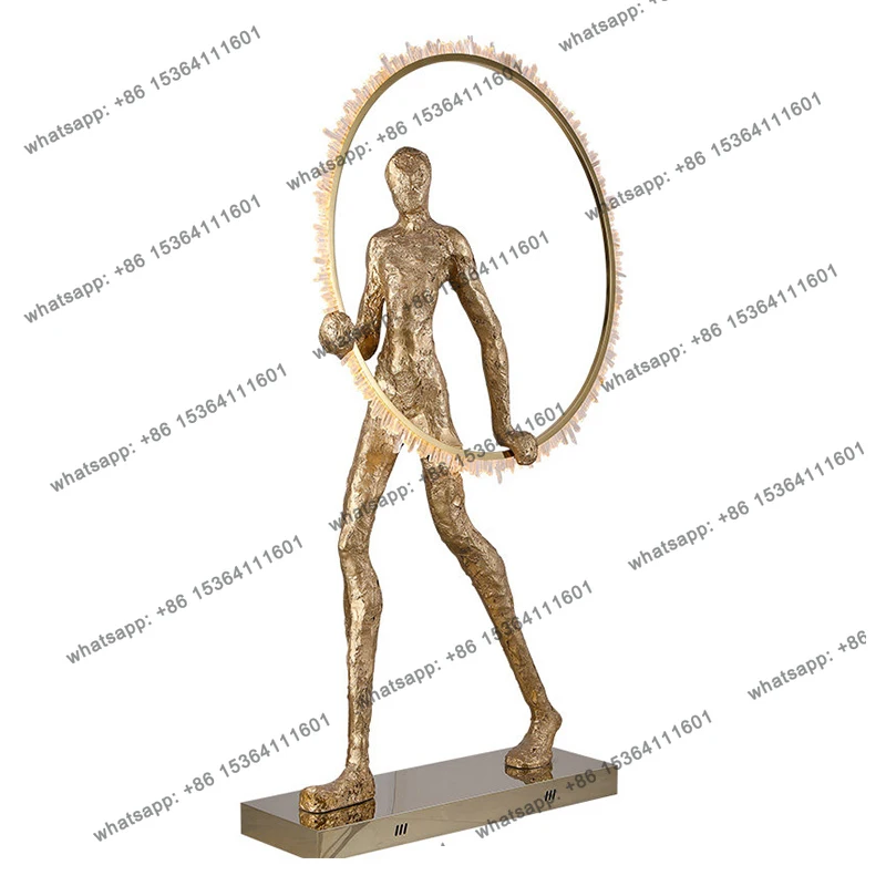 12Postmodern living room floor lamp gold ring crystal portrait sculpture lamp exhibition hall lamp
