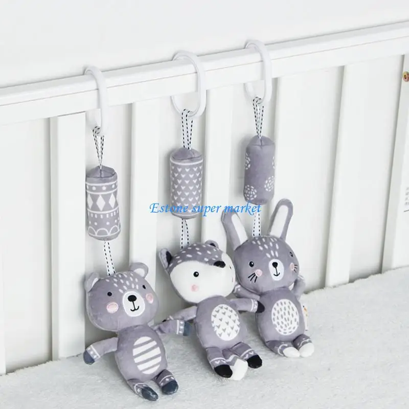 

090B Baby Stroller Mobile Rattle Pushchair Pram Pendant Bed Cartoon Animal for Doll Infants Crib Hanging Educational