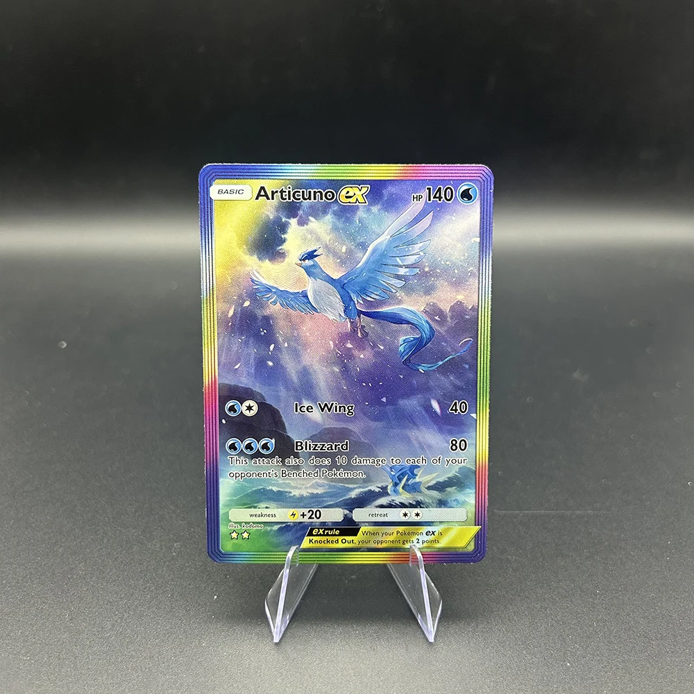 DIY Anime PTCG Pocket Collection Card English Snorlax Raikou Entei Mew Tapu Koko Refractive Color Flash Card Christmas Gifts Toy
