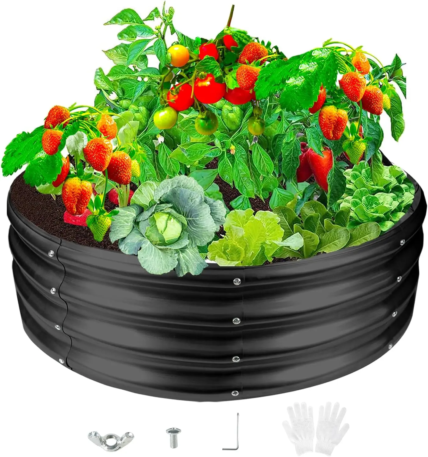 

32/36/47-Inch Round Galvanized Steel Fire Ring/Fir Pit for Outdoor,Durable Round Galvanized Steel Raised Garden Bed for Planting