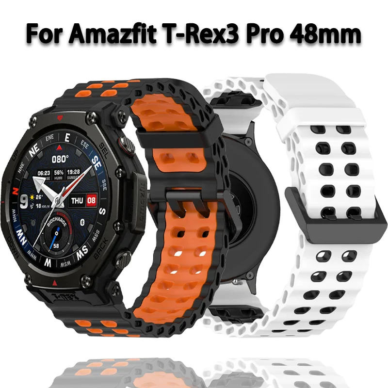 22mm Ocean Silikonarmband für Amazfit T-Rex3 Pro 48mm/Balance 2-1 Atmungsaktives Sportarmband für Huawei Watch GT6-5-4 46mm Armband