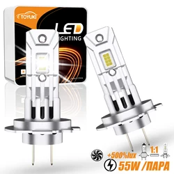 TOYUKI 2Pcs H7 Turbo Led Headlight Bulb 20000LM for Car Led Lamp 1:1 Mini Led Fog Lights DRL 8 Pcs Csp 7035 6000K White 12V