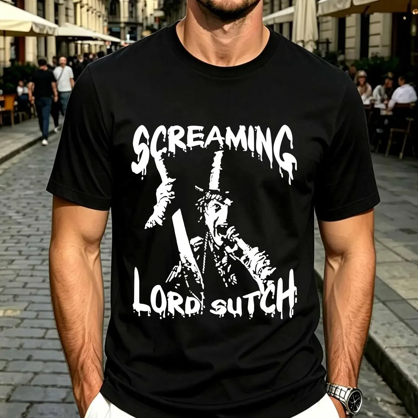 washed T Shirt Screaming Lord Sutch Size S 5XL long or short sleeves vintage Washed Soft designer clothes Casual Comfortable