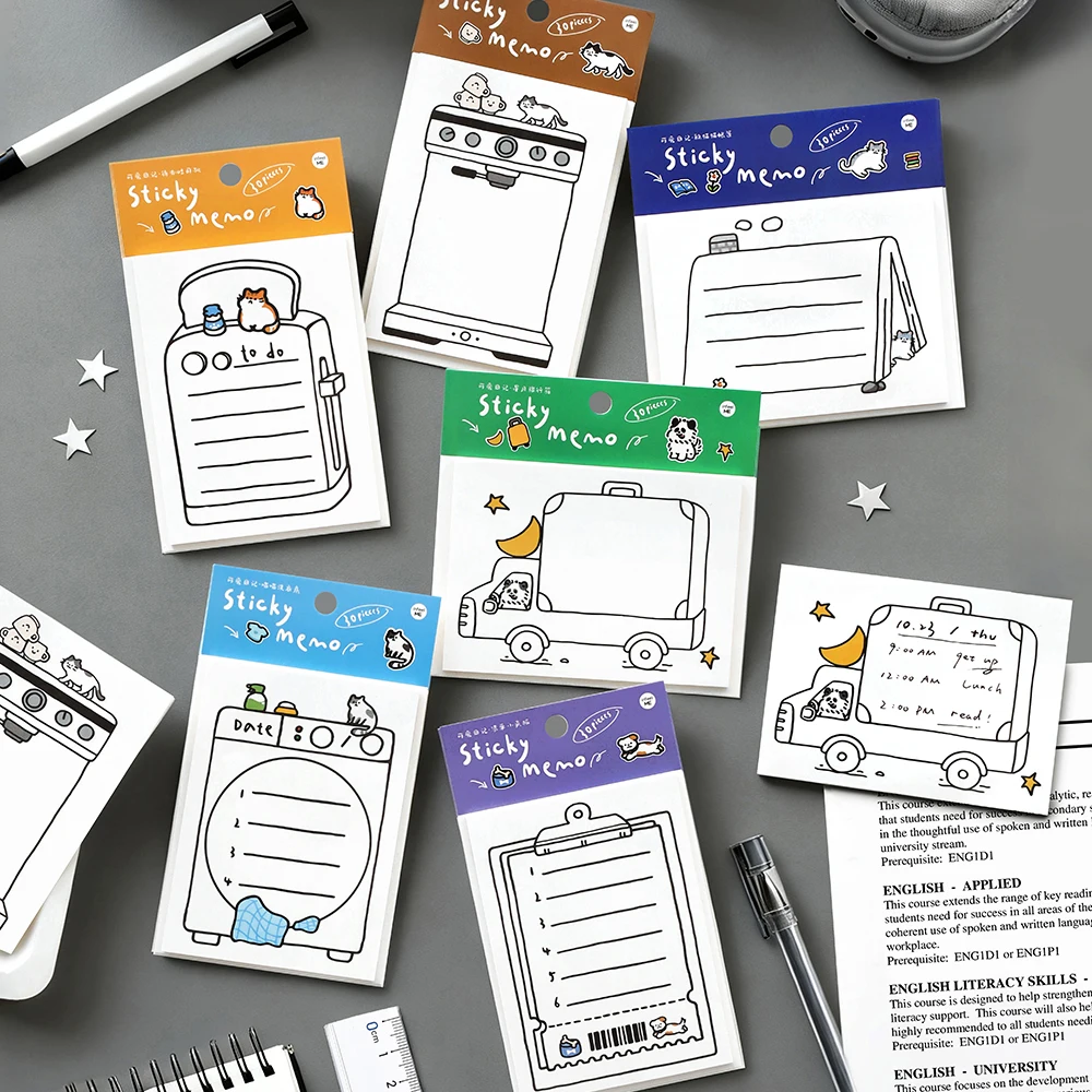 30 pçs kawaii notas pegajosas conjunto pão torrada café projetos n-time almofadas de memorando estudante escola material de escritório bonito presentes de papelaria