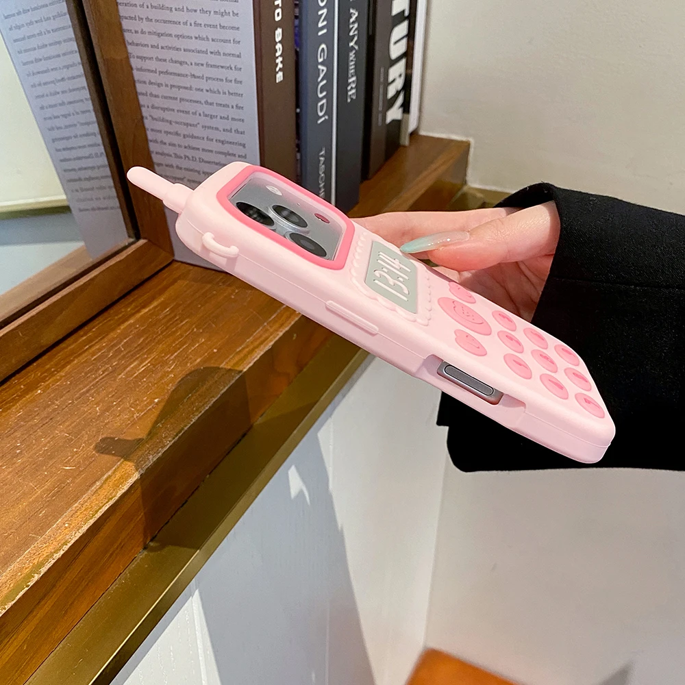Niedliche 3D-Handyhülle im Handy-Stil für iPhone 17 16 15 14 13 12 Pro Max, Kawaii, stoßfest, weiche Silikon-Rückabdeckung – Detail 3