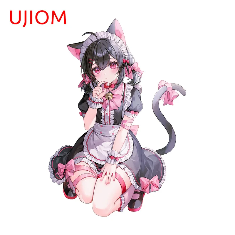 UJIOM 13cm X 9cm Cat Girl Chibi Wall Sticker Anime Personality Game Room Decal Creativite Kitchen Cupboard Decoration Chambre