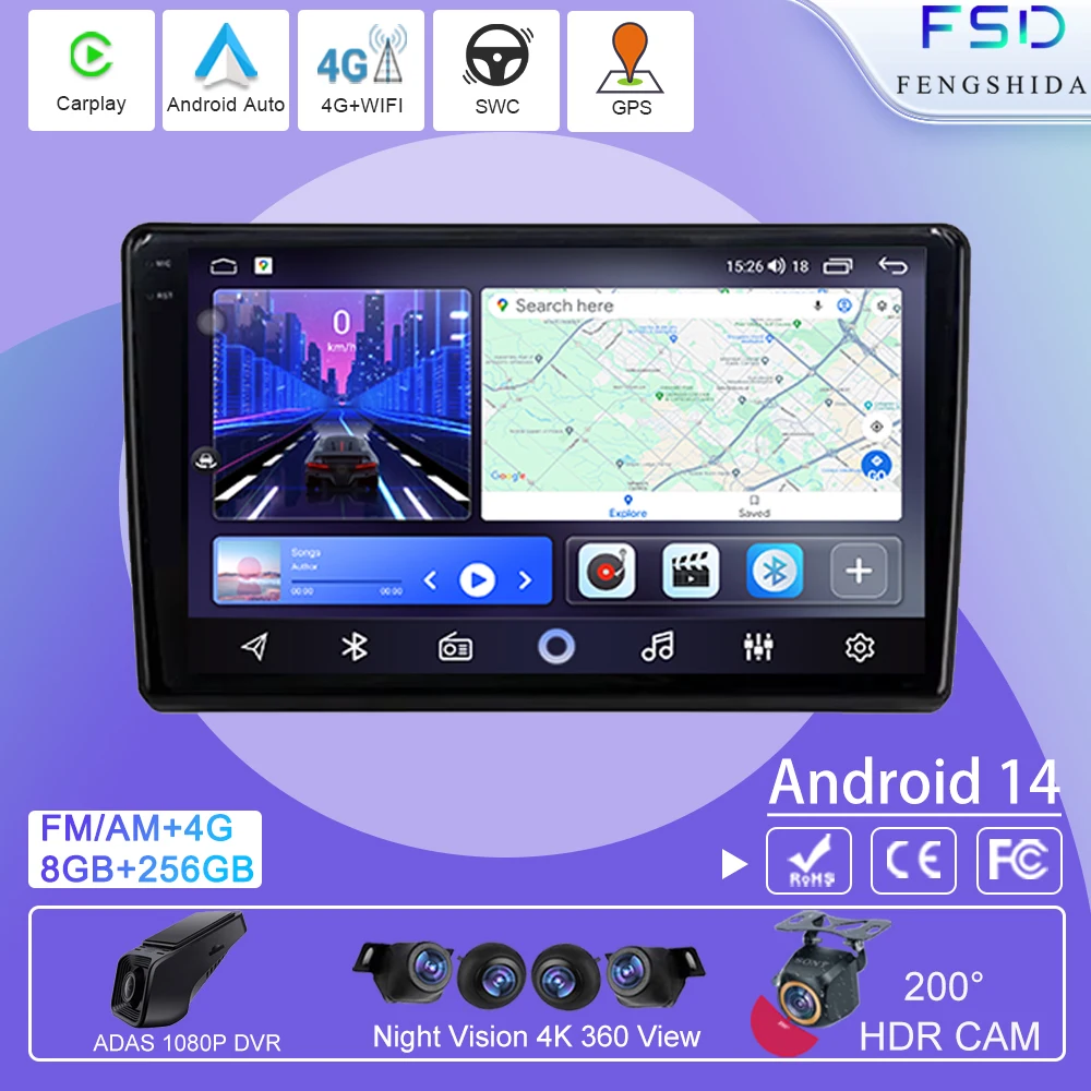 

4G WIFI Car Android 14 For Hyundai Azera Grandeur TG 2005 - 2011 GPS Navigation Dash Cam Multimedia Player Head Unit DVD Screen