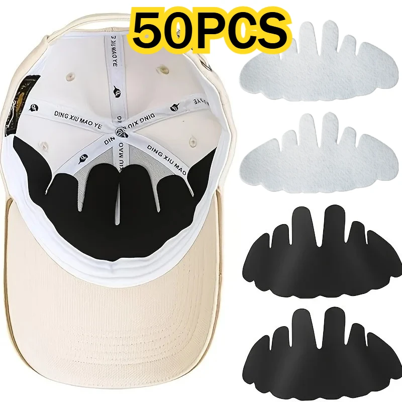 

50PCS Baseball Cap Sweat Liner Absorbent Pads Insert Stains Protector Bands For Baseball Golf Cap for Sports Cap Wide Brim Caps