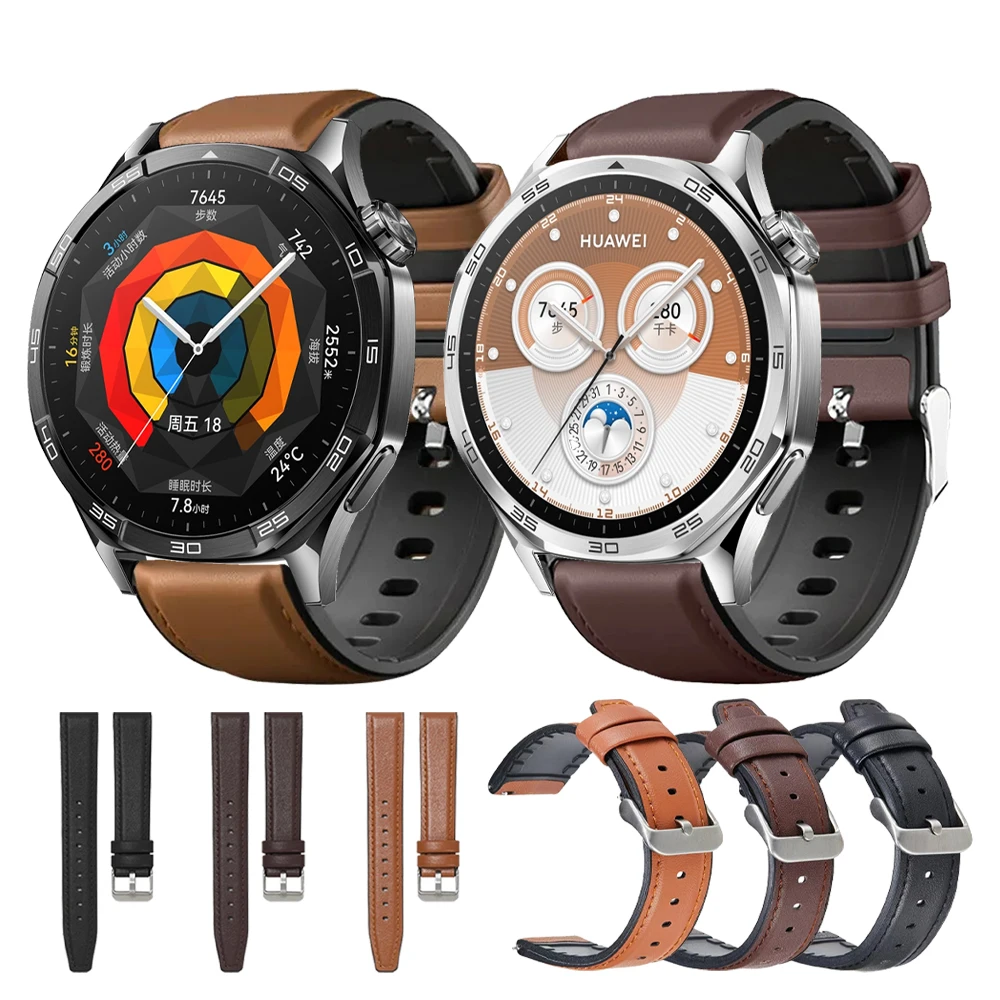 22mm Leather Strap for HUAWEI WATCH GT 5 4 Pro 46mm  Bracelet GT 3 2 Pro 46mm HONOR Magic Watch 2 46mm/GS Watchand Replacement