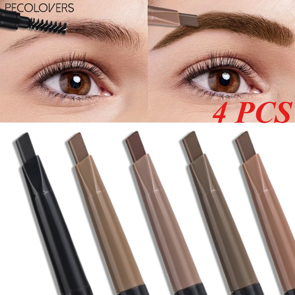 4 Pcs Dual-ended Design Eyebrow Makeup Pen, Soft Mist Effect, Fill The Color of Eyebrow, Wild EyeBrow Look, Beginner -friendly