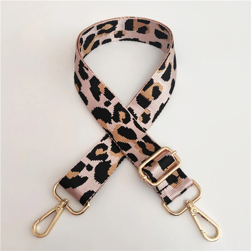 Correa de hombro ancha con estampado de leopardo reemplazable para mujer, ajustable, larga, bolso de mano, correa cruzada, accesorios de moda