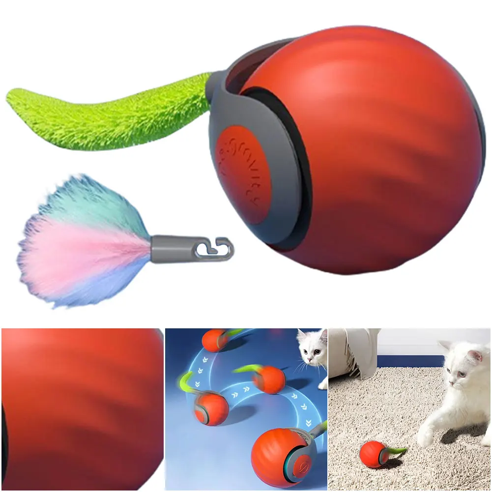 USB Rechargeable Smart Cat Toys Ball Two Speed Adjustment Automatic Cat Toys Ball Speedy Tail Cat Toy Cat Interactive Ball Toys