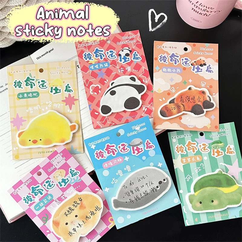 30Sheets Cute Cartoon Special-shaped Pet Sticky Note Creative Decorative Note Pad Portable Label Notepad Student Stationery