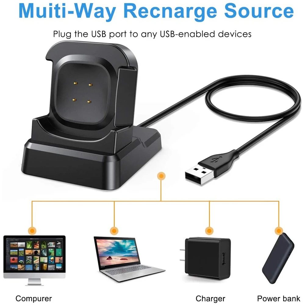 Лучшие предложения Подставка для зарядного устройства для умных часов Зарядный кабель Подставка для станции с заменой USB-шнура длиной 4,2 фута для Fitbit Sense/Versa 3