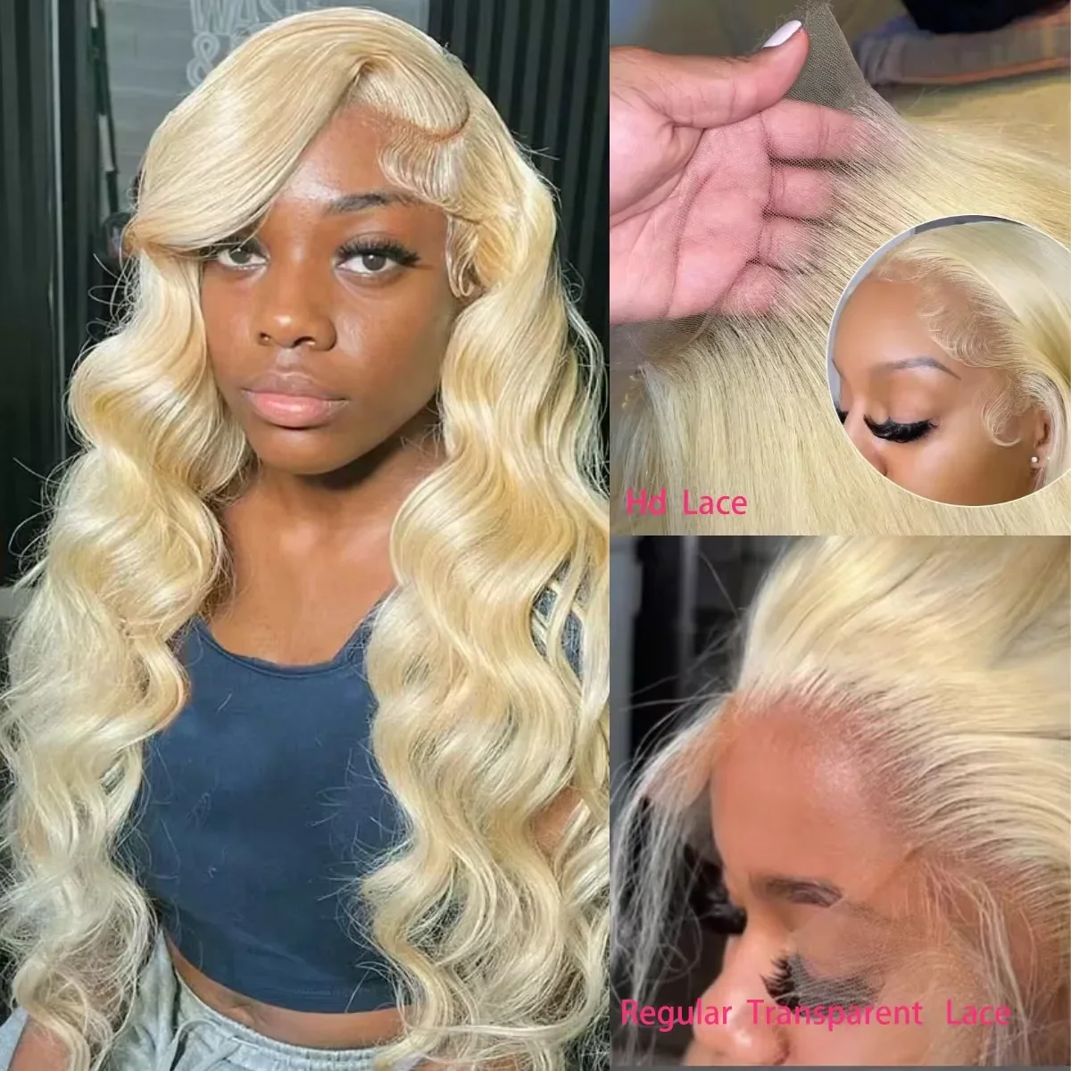 Perruque blonde body wave brésilienne 613 naturelle, cheveux humains, 13x6, 30 40 pouces, HD, en liquimanquer, pour femmes