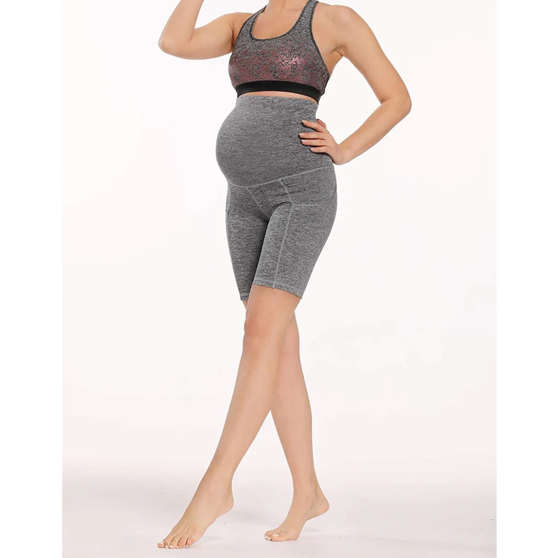 1PC Summer Maternity Leggings Woman Mini Yoga Fitness Sports High Waist Belly Pregnant Pants Slim Shorts 2024