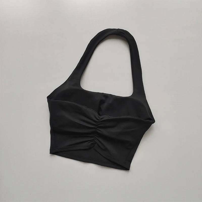 Sommer Neu Sexy Neckholder mit Brustpolstern, Sport-BH mit schönem Rücken, Damen Leichter Luxus-Mode, Einzigartiger Plissierter Sport-BH – Detail 9