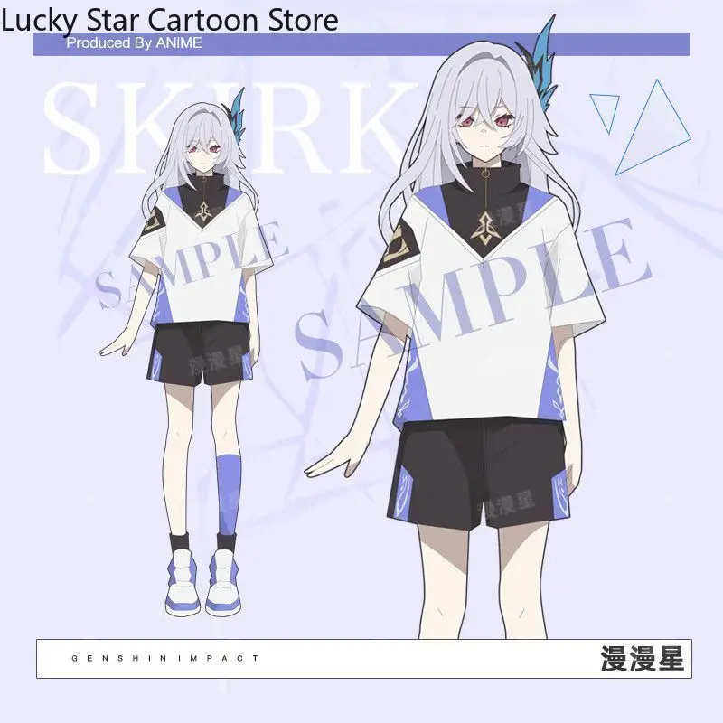 

Ролевая игра Genshin Impact Skirk ‌ Игровой студент, аниме, косплей, летние пижамы с короткими рукавами, шорты, домашний костюм, комплект домашней одежды