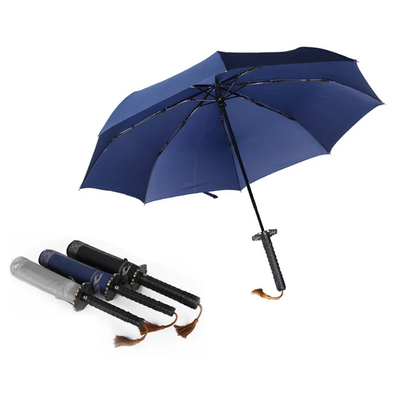 

Creative 8K Man Folding Automatic Umbrella Rain Women Japanese Samurai Sword Shape Car Waterproof Parasol Umbrellas Corporation